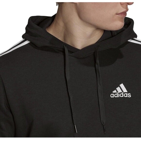adidas Men's Essentials Fleece 3-Stripes Hoodie Black Sz Large New With Tags - Picture 6 of 7